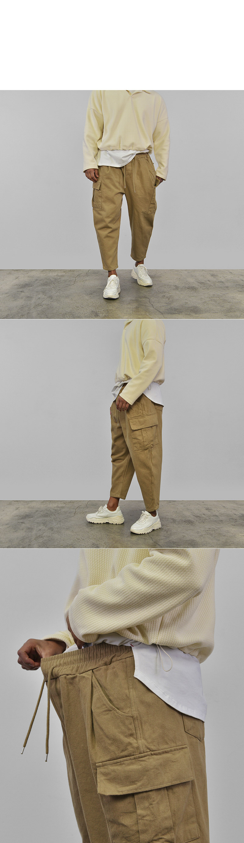 Bottoms :: Winter Cargo Fleece Cotton Baggy Banding-Pants 205